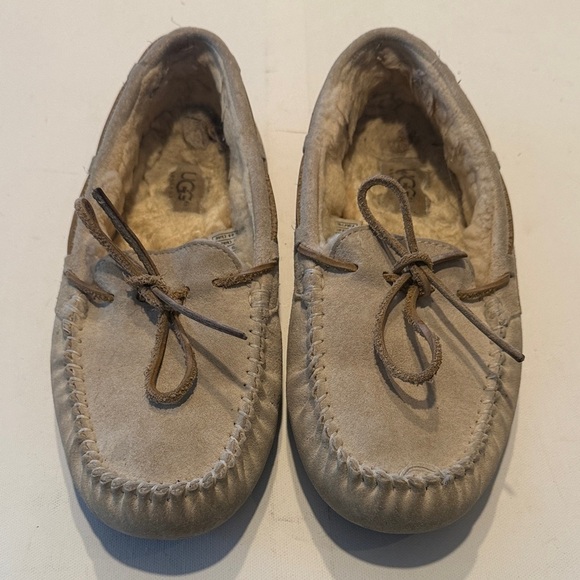 UGG Shoes - UGG Beige Suede Moccasin Slippers